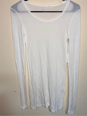 Stem Lightweight Women’s XS White Long-Sleeve Scoop Neck Top High Quality Basic